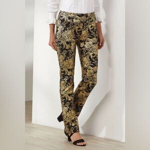 NWT Soft Surroundings Gold and Black‎ Skinny Pants Mini Boot cut Sz XS